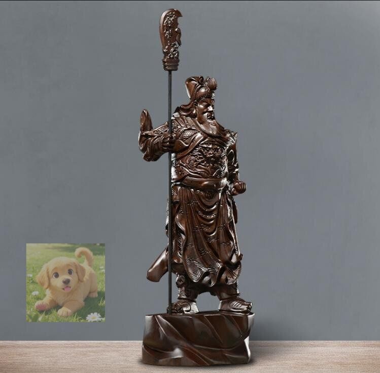 コラボ 武財神 仏教工芸 精密細工 関羽像 精密彫刻 中国武将 三国志 木彫仏像 美術品