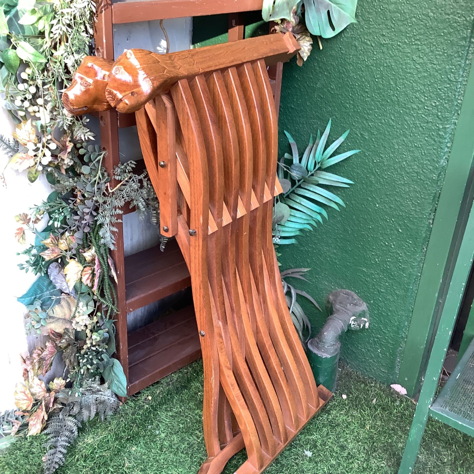 サヴォナローラ チェア ライオン イタリア製　アンティーク レトロ 折りたたみ イタリア製 サヴォナローラ チェア 椅子 ライオン アンティーク