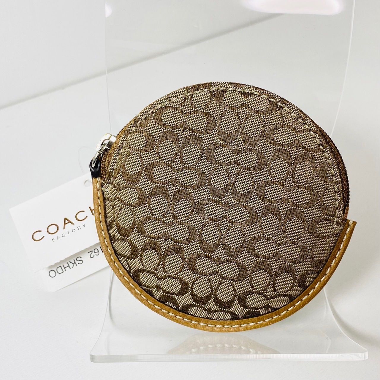 未使用】コーチ COACH ミニシグネチャー ラウンドコインケース