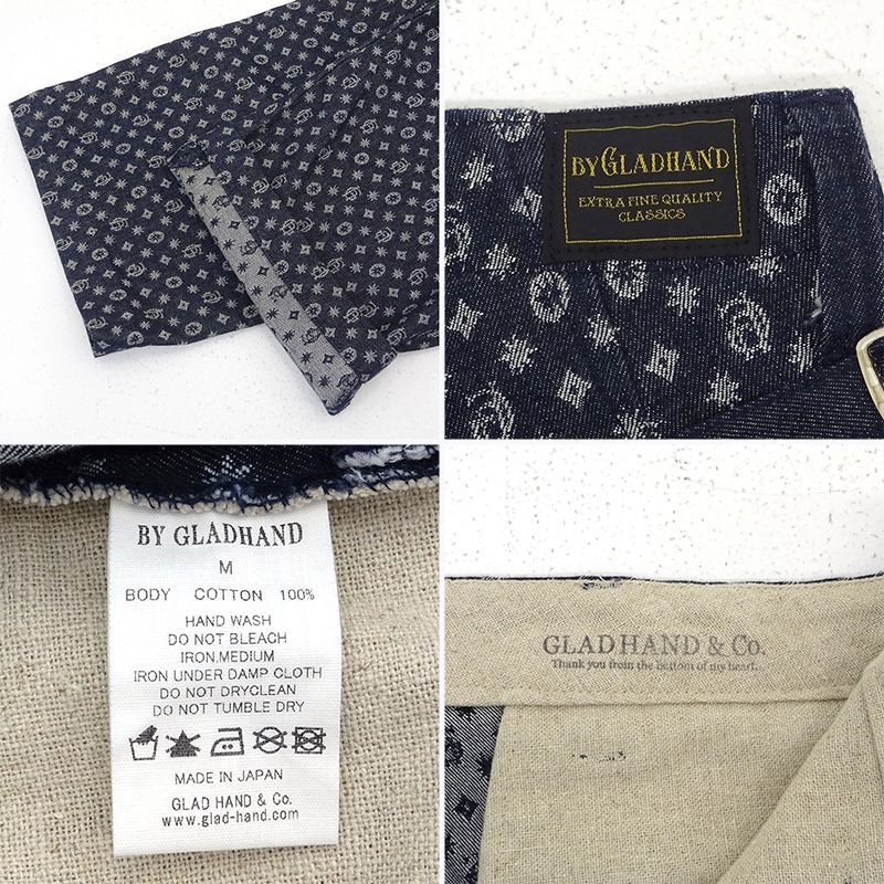 希少 リネン GLADHAND セットアップ 上下 総柄 麻 日本製 18SS