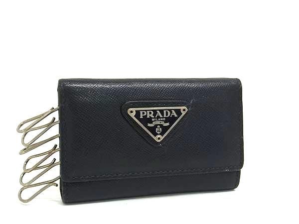 ✨極美品✨　PRADA キーケース　6連　サフィアーノレザー　鍵　カギ　アイコン バイセル公式】プラダ ロゴ 6連 キーケース キーフック キー