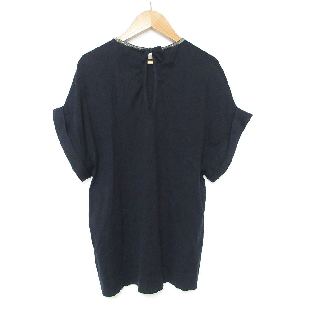 BRUNELLO CUCINELLI - BRUNELLO CUCINELLI ブルネロクチネリ モニーレ装飾 ロールアップスリーブ 半袖 Tシャツ カットソー XS ネイビー レディース 古着 中古 USED BRUNELLO CUCINELLI - BRUNELLO CUCINELLI ブルネロクチネリ