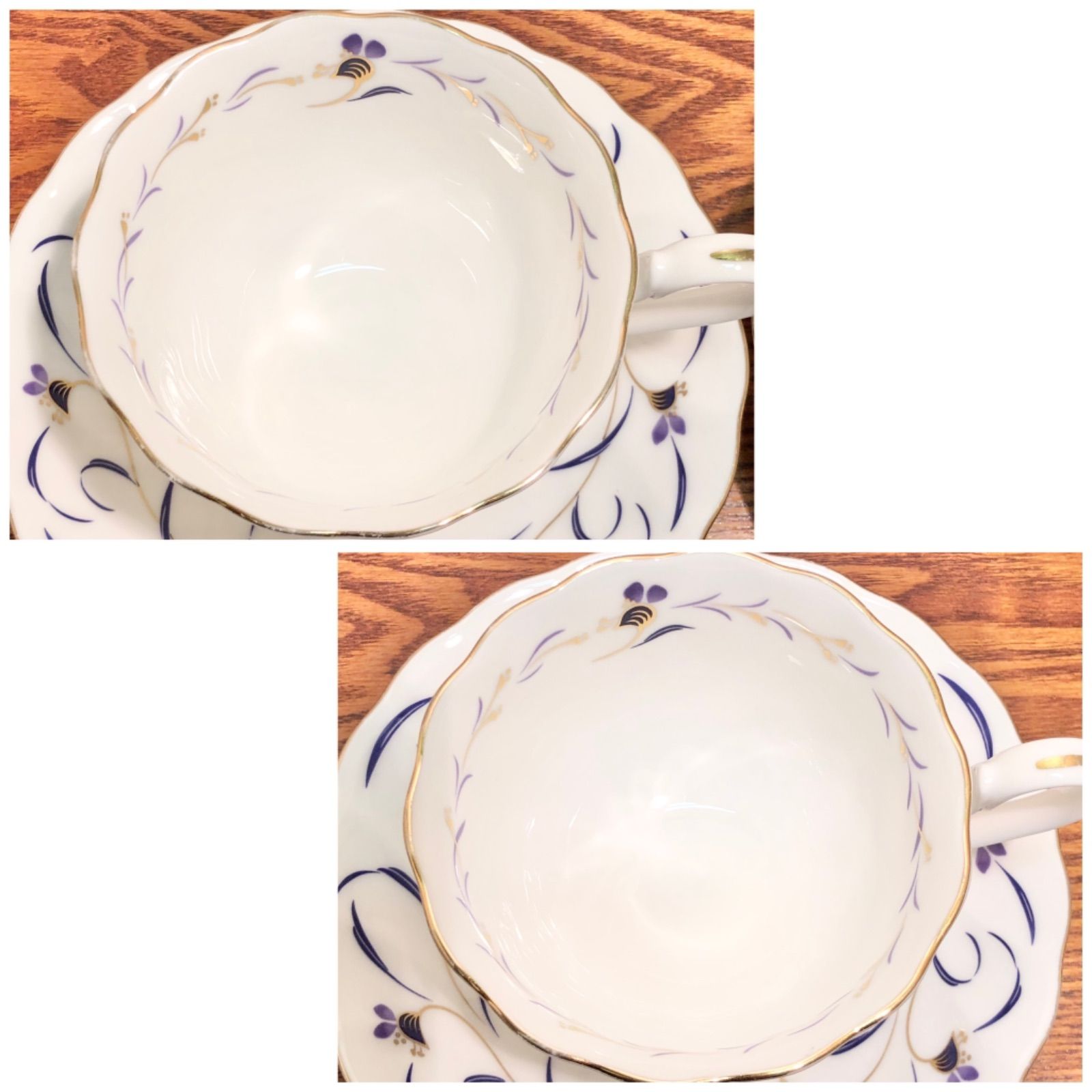 ◉yamaka◉INTERNATIONAL JAPAN◉Bone China◉カップ＆ソーサー ×２客◉ペア◉ティーカップ◉ツユクサ◉陶磁器◉山加商店◉日本製◉  - メルカリ