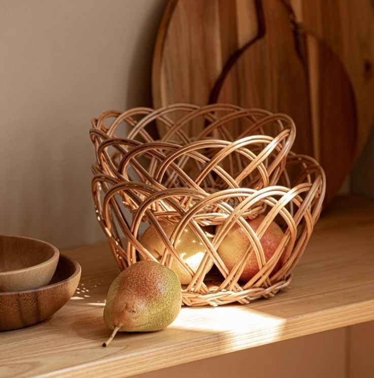 2個セット SIZE S+SIZE M 天然素材 アラログ 籐透かし編みバスケット