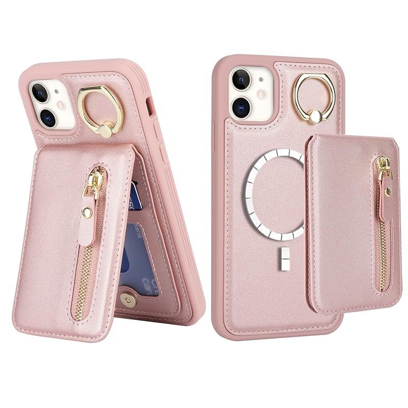 新品　【Hamany】 iphone12 ケース Magsafe対応 リング iphone12pro ケース 背面 カード収納 取り外し可能な収納袋 分離 スマホケース iphone 12 ヒョウ柄 レンズ保護 耐衝撃 あいふぉん12ケース ワイヤレ