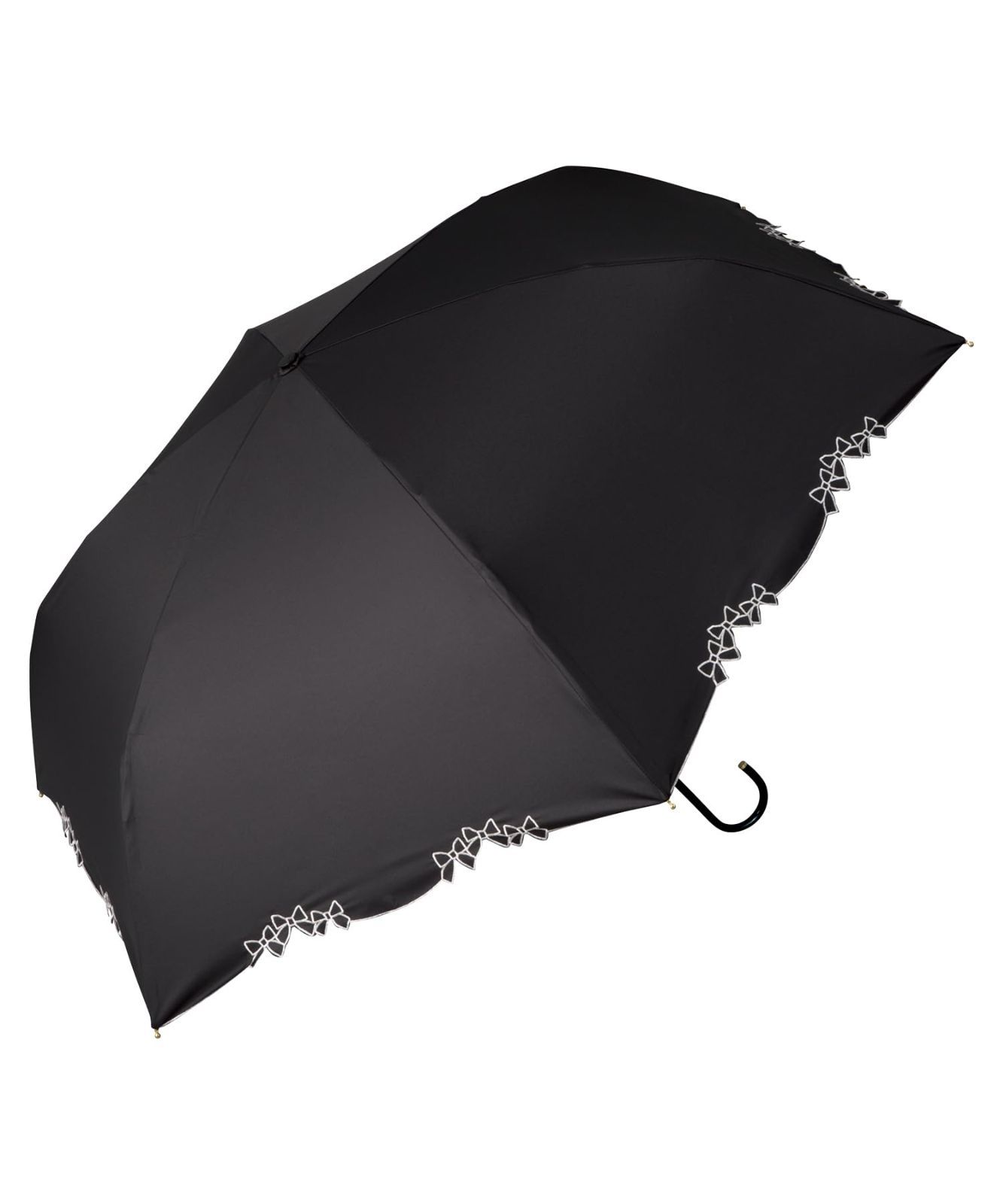 Color:ブラック 【2024】Wpc. 日傘 折りたたみ傘 遮光リボン刺繍スカラップ ミニ ブラック《遮光率100%・UVカット率100％・UPF50＋・晴雨兼用》親骨55cm 大きい レディース 韓国 可愛い おしゃれ 通勤 通学 女性 801-4C02 人気・おすすめ｜多用途・生活用品におすすめ 口コミ人気 即納 比較検討中の方に