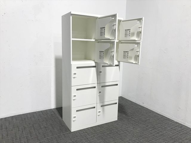 10人用パーソナルロッカー 鍵付き ダイヤル錠 2列5段 レクトライン 高密度モバイルロッカー オカムラ ネオホワイト