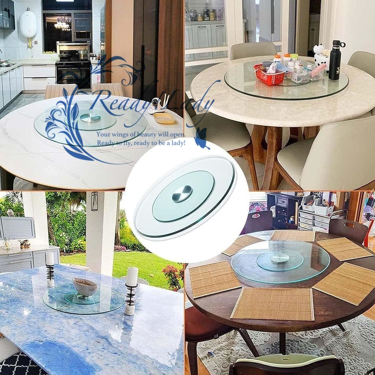 Amazon｜EMISOO 木製 ターンテーブル 360回転式、円卓用回転台、回転