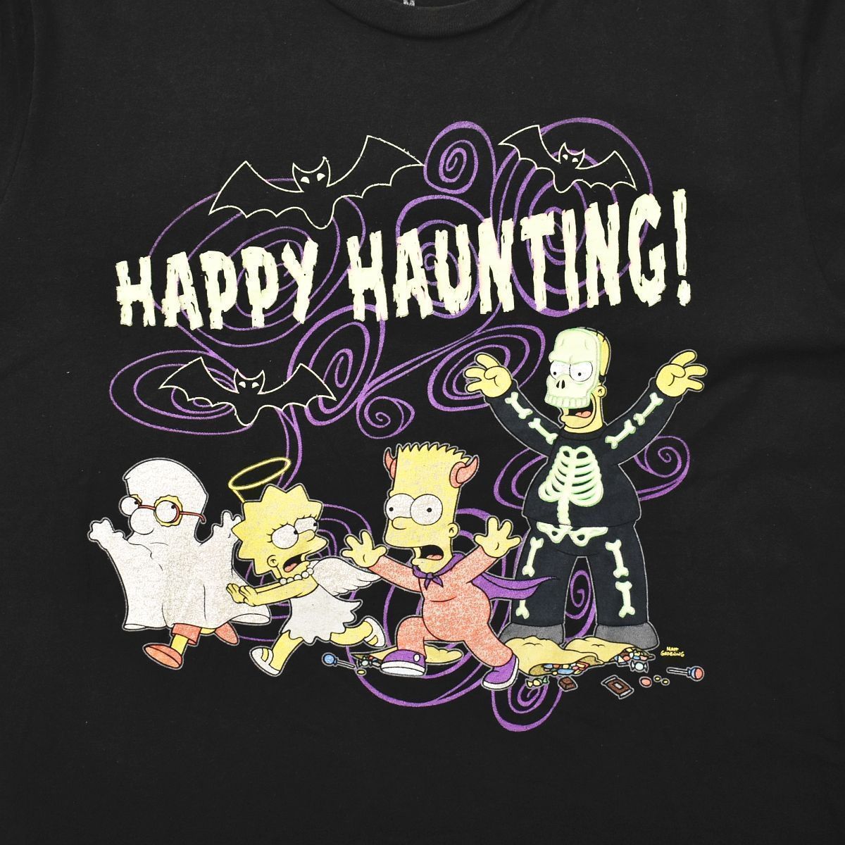 【ハロウィン限定】 ユニバーサルスタジオ シンプソンズ 蓄光プリント ハロウィン Tシャツ M 黒