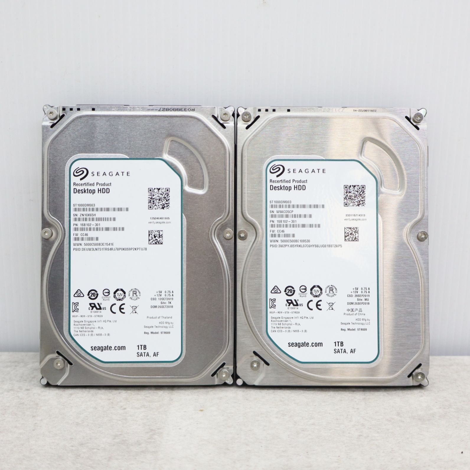 ∨PCパーツ 1.0TB/1000MB｜2点 SATA 内蔵型 ハードディスク｜seagate シーゲート ST1000DM003 3.5インチHDD｜ フォーマット済み P3149