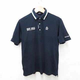 マンシングウェア MUNSINGWEAR ゴルフ シャツ ポロシャツ 半袖 ロゴ 刺しゅう ネイビー 紺 LL