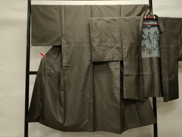 平和屋着物男性　お召　アンサンブル　亀甲文様　正絹　逸品　CAAI5431dy