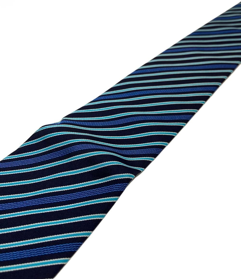 【極美品】 CELINE セリーヌ ストライプ ネイビー ネクタイ 美品】ネクタイ セリーヌ CELINE ストライプ 高級 ネイビー シルク 美