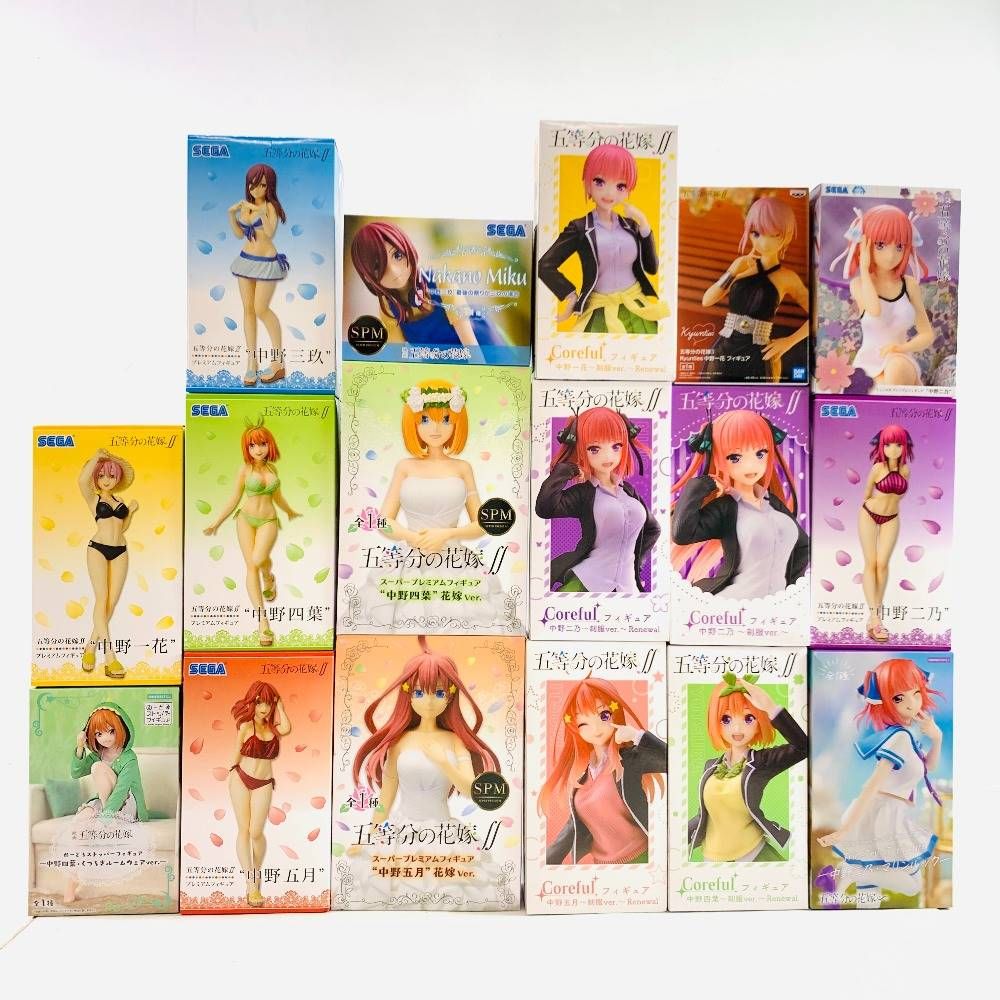 04w2308 五等分の花嫁 プライズフィギュア17点まとめ 未開封 【中野一花/中野二乃/中野三玖/中野四葉/中野五月/美少女フィギュア】 中古品