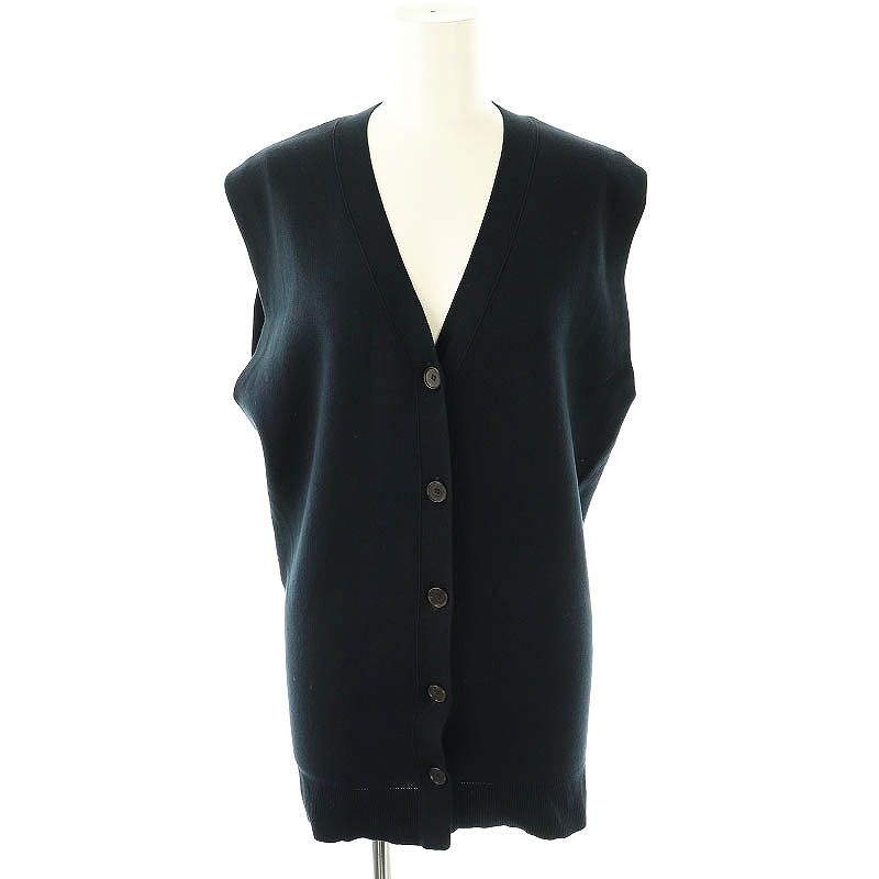 プラージュ Plage 24AW CRAFT curvy カーディガン ニット ノースリーブ Vネック F 紺 ネイビー 24080922722030 |AT OS