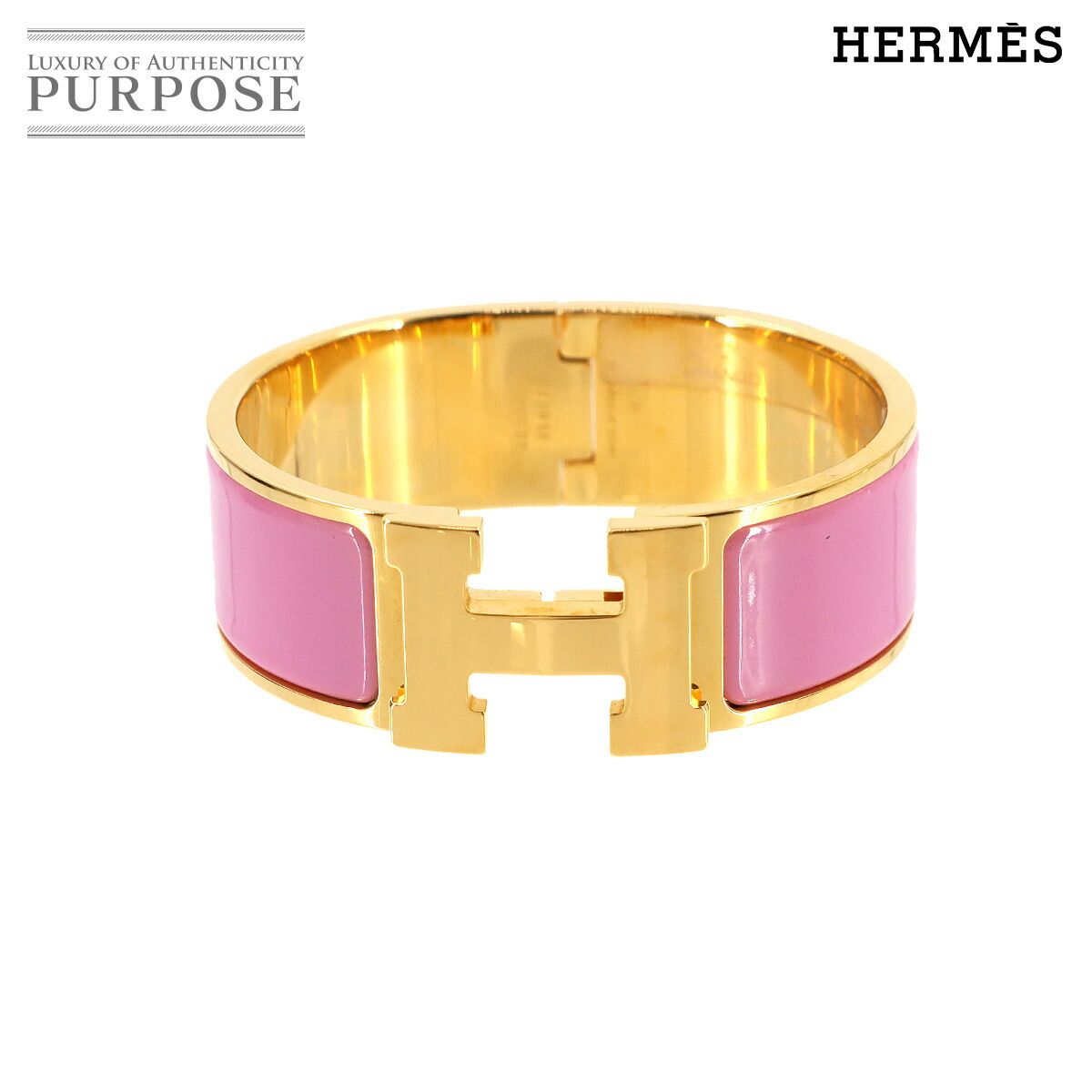 ♥ 展示品 エルメス HERMES クリッククラック GM バングル ピンク ゴールド アクセサリー Clic Clac GM 90297045