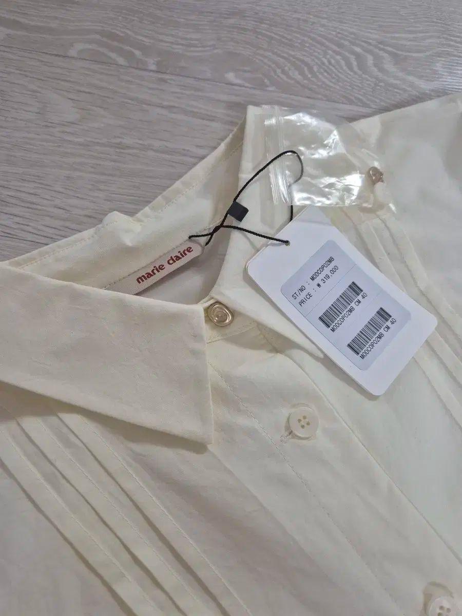 Marie Claire マリ クレール アイボリー プリーツ シャツ ワンピース
