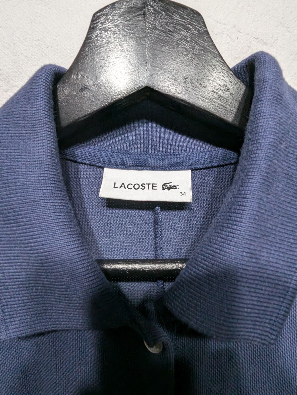 匿名配送 美品 ラコステ LACOSTE ワンピース 34 古着 紺色 ネイビー ヨーロッパ ポロワンピース 半袖