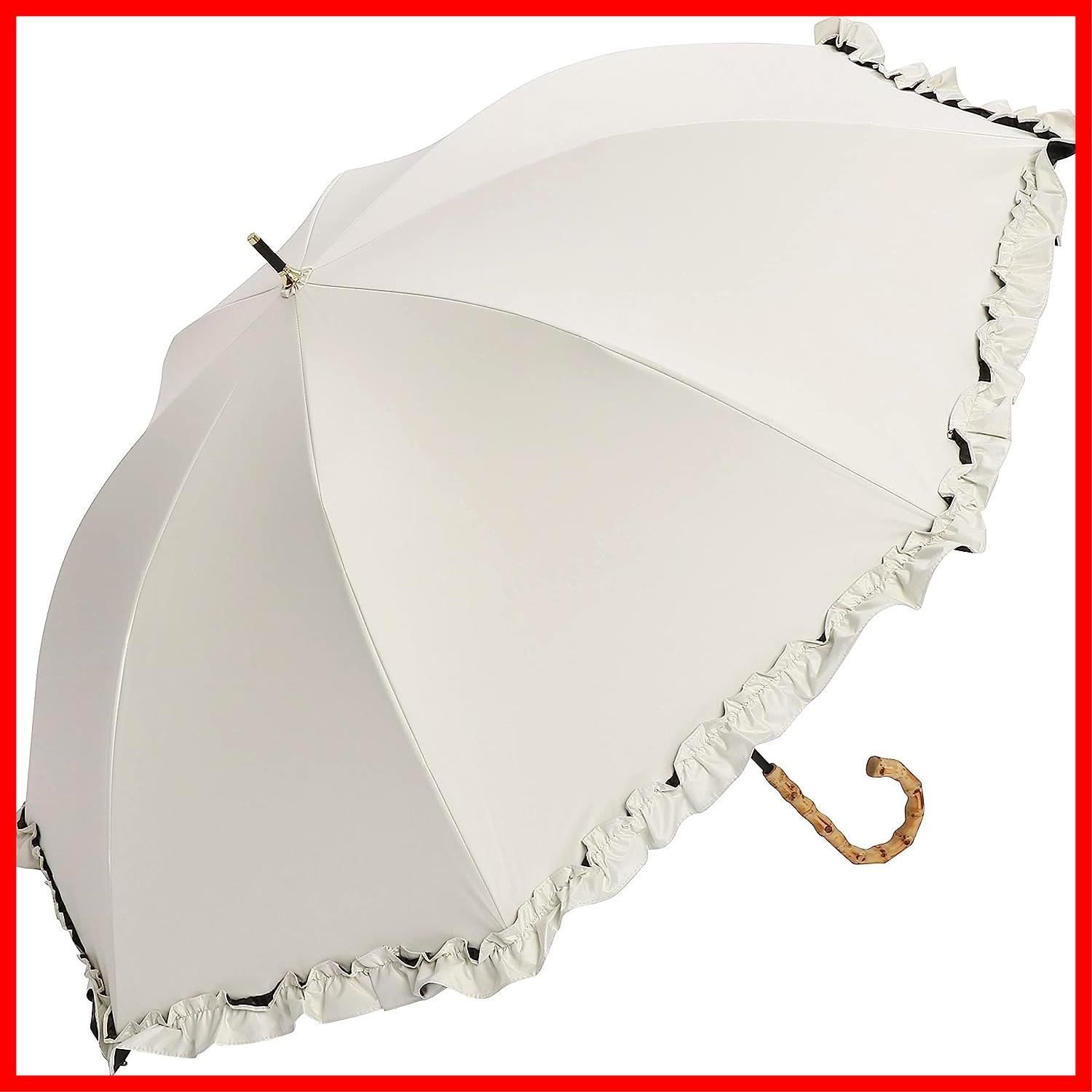 日傘 完全遮光 レディース 長傘 UVカット 大きめ 55 cm ワイド 軽量 手開き傘 遮熱効果 晴雨兼用 グラスファイバー バンブー 竹製ハンドル FLL assa