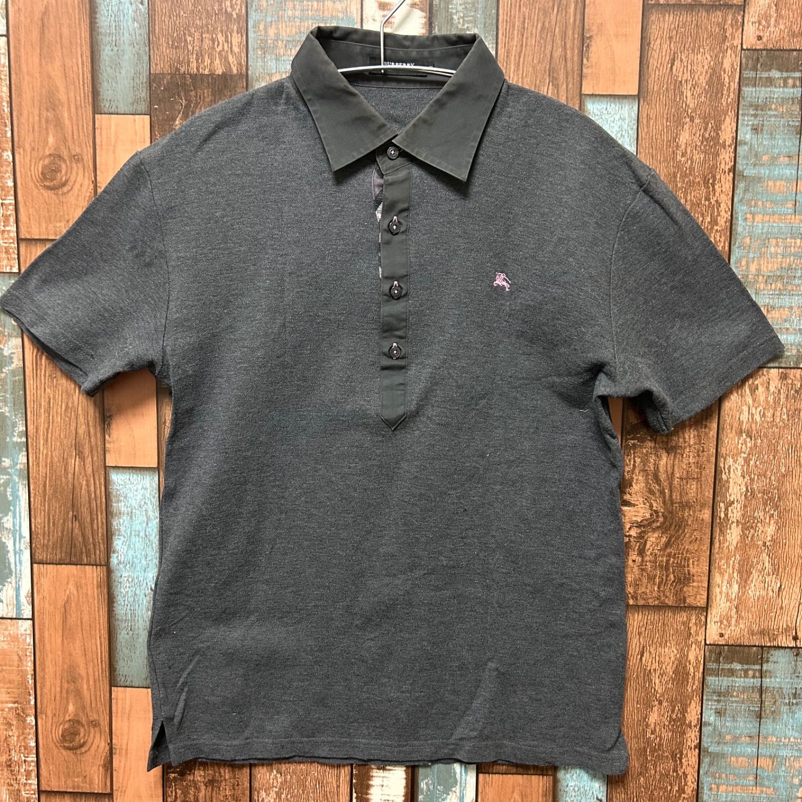 BURBERRY BLACK LABEL ポロシャツ グレー サイズ:2 メンズ オフィス 
