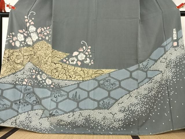 平和屋着物○西洞院辻が花 大脇一心 訪問着 手描き 絞り 正絹 逸品