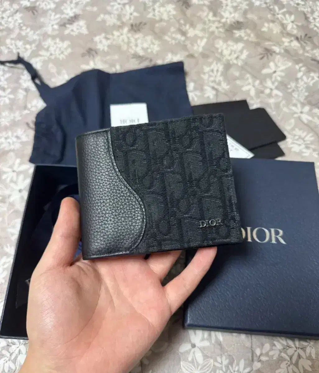 付属品完備 Dior ディオール サドルバッグ オブリーク 二つ折り財布