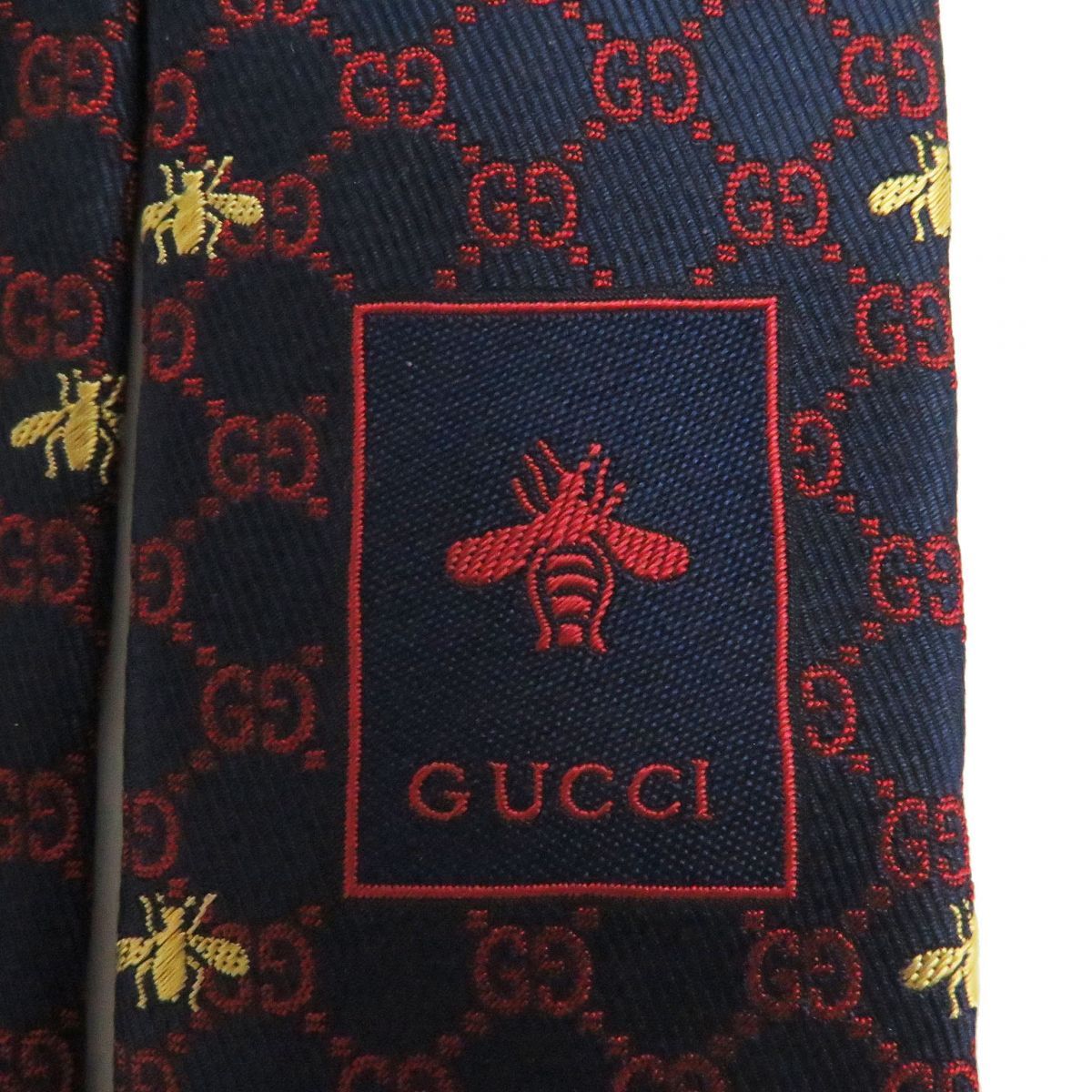 極美品□GUCCI/グッチ 545078 GG総柄 Bee ロゴエンブロイダリー シルク