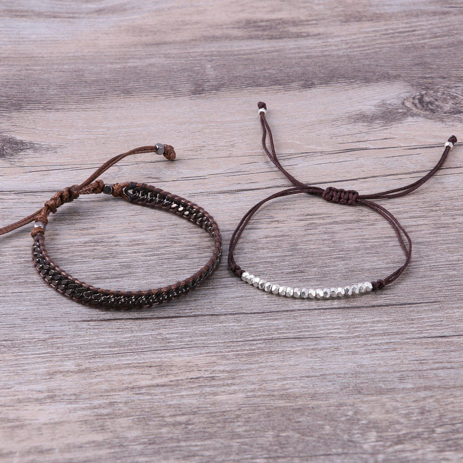 数量 ストーン ゴールドメッキ ホワイト バングル チェーン 腕輪 ブレスレット ストリング 細いロープ 2本セット KELITCH