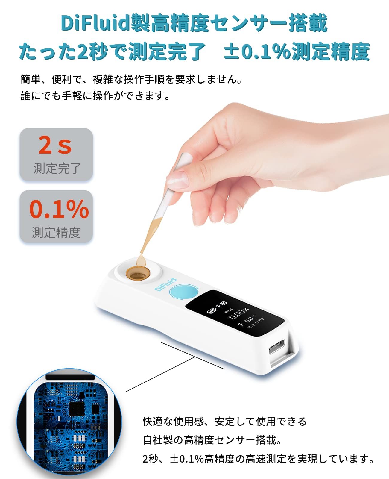 醤油やソースなどの糖度測定に