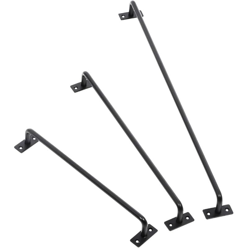 KBER 一級建築士デザインのアイアンバー バスタオル タオル掛け タオルハンガー おしゃれ ネジ式 艶消し塗装 ドア扉の取っ手 物干し スリッパ 本棚 天井取付 使い方いろいろ ブラック 12mm 45cm 2本