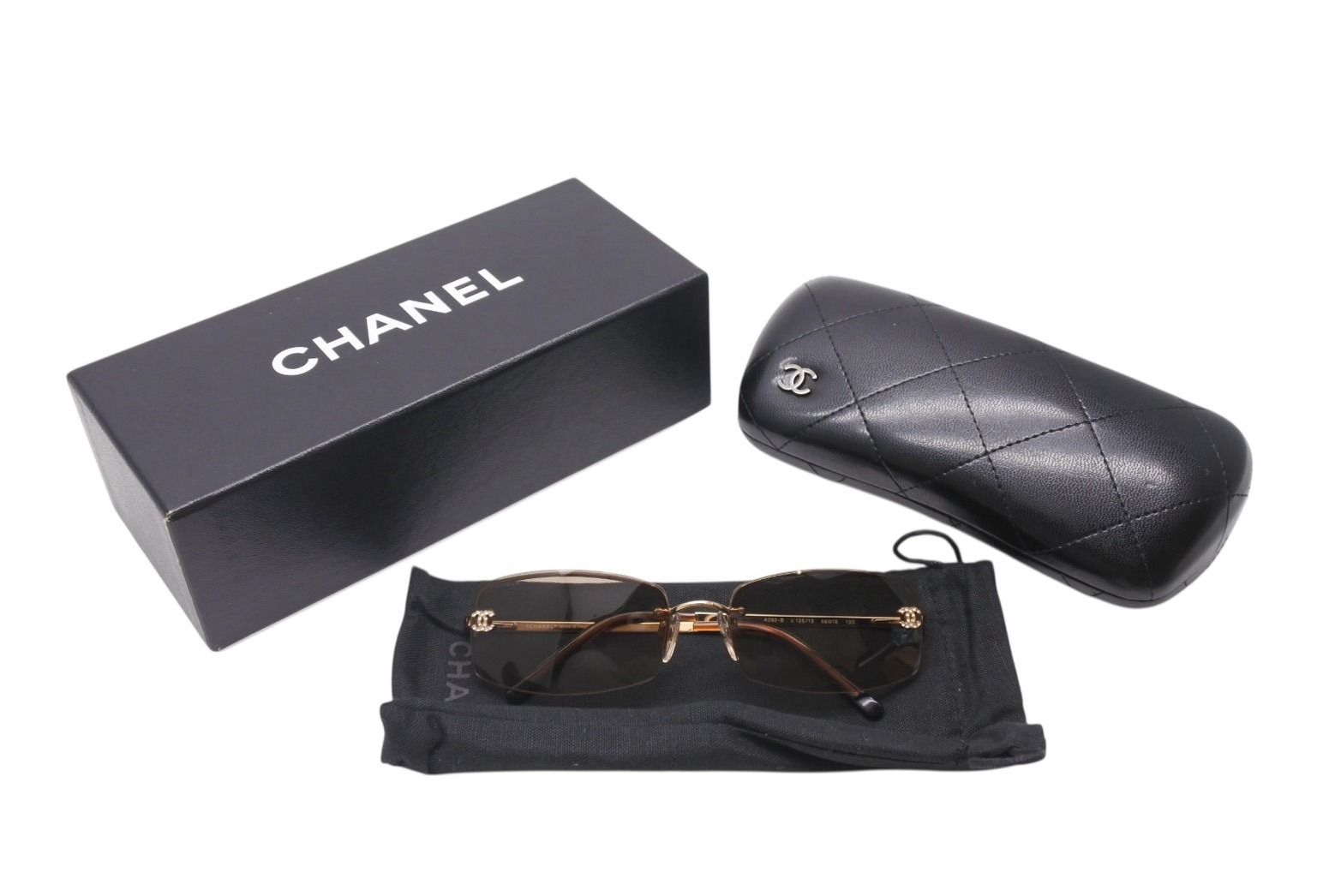 極美品 CHANEL シャネル リムレス サングラス 4093-B c.125/13
