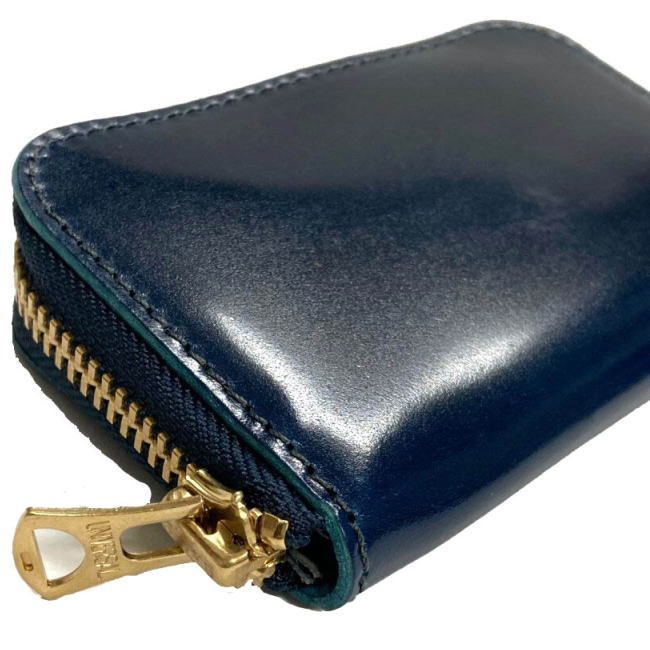 ミニ財布 日本製 コードバン×栃木レザー 紺 712 新品 コンパクト 財布