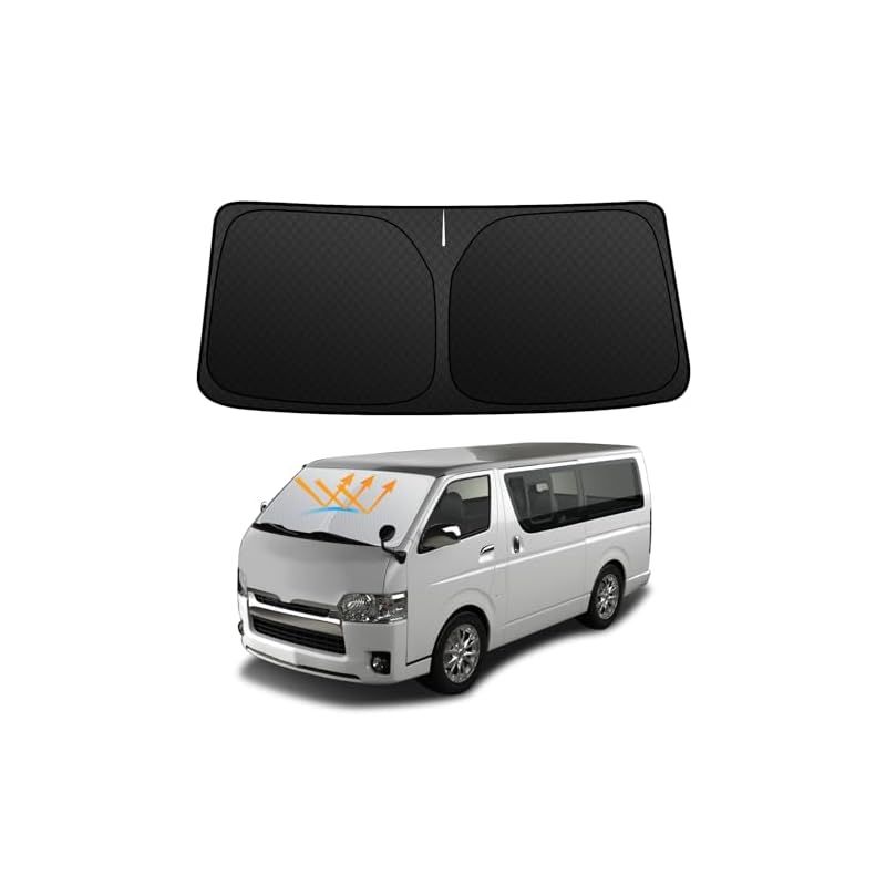 【強断熱強遮光】 トヨタ ハイエース 200系 ワイドボディ専用 フロント サンシェード H16.8-現行 フロントガラス 車用 サンシェイド シェードカーテン マルチサンシェード 遮光 シェード 隙な