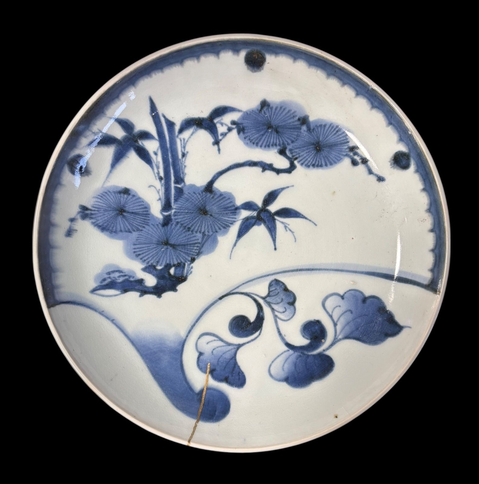 古伊万里染付扇面の図大皿 染付扇面楼閣山水図大皿 文化遺産オンライン