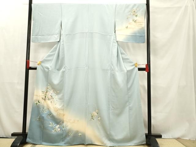 平和屋着物○訪問着 流水草花文 暈し染め 金彩 正絹 逸品 AAAT2252ck