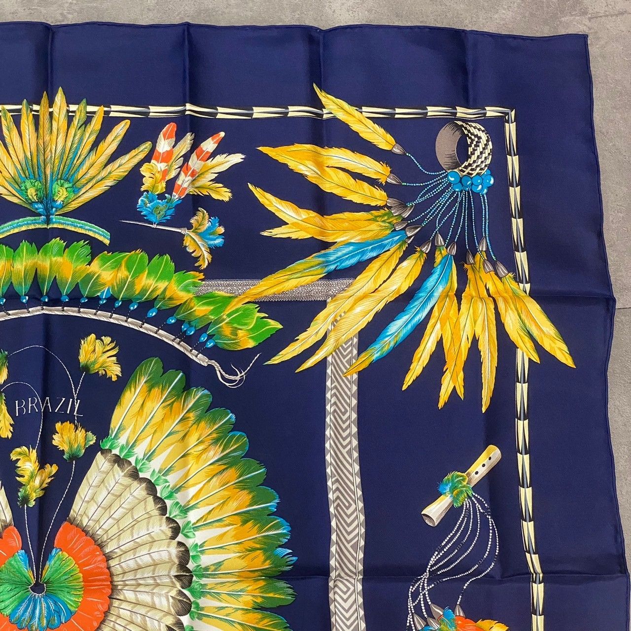 美品 エルメス スカーフ カレ90 BRAZIL　HERMES　ブラジル HERMES エルメス スカーフ カレ90 BRAZIL ブラジル シルク