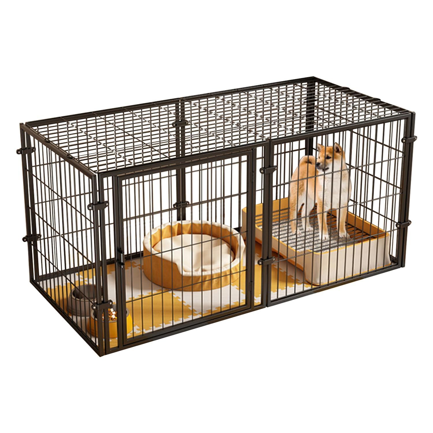 ペットフェンス 中型犬 小型犬用 折りたたみ可能 ドア付き 70×80×140cm