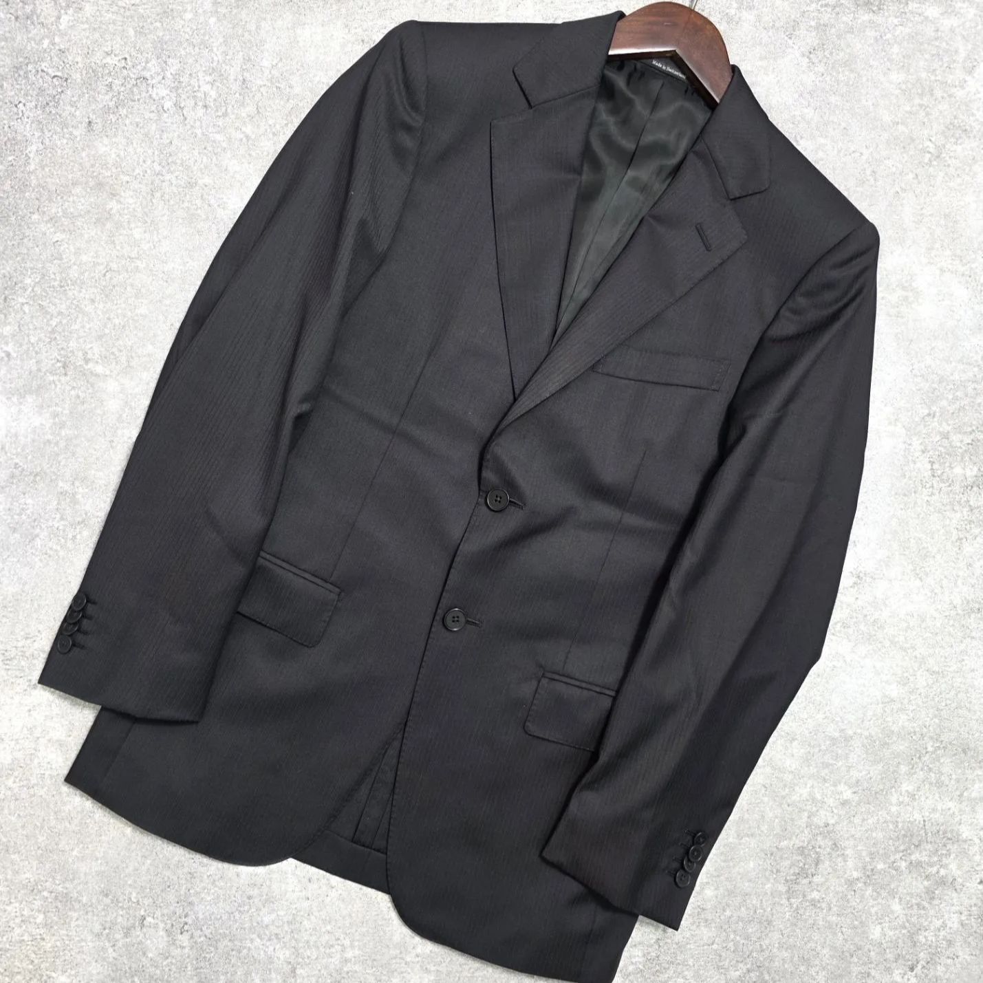 Ermenegildo Zegna エルメネジルド ゼニア スーツ ジャケット テーラードジャケット ストライプ ウール×シルク ブラック 44C PAWNSHOPRiZ パウンショップリズ