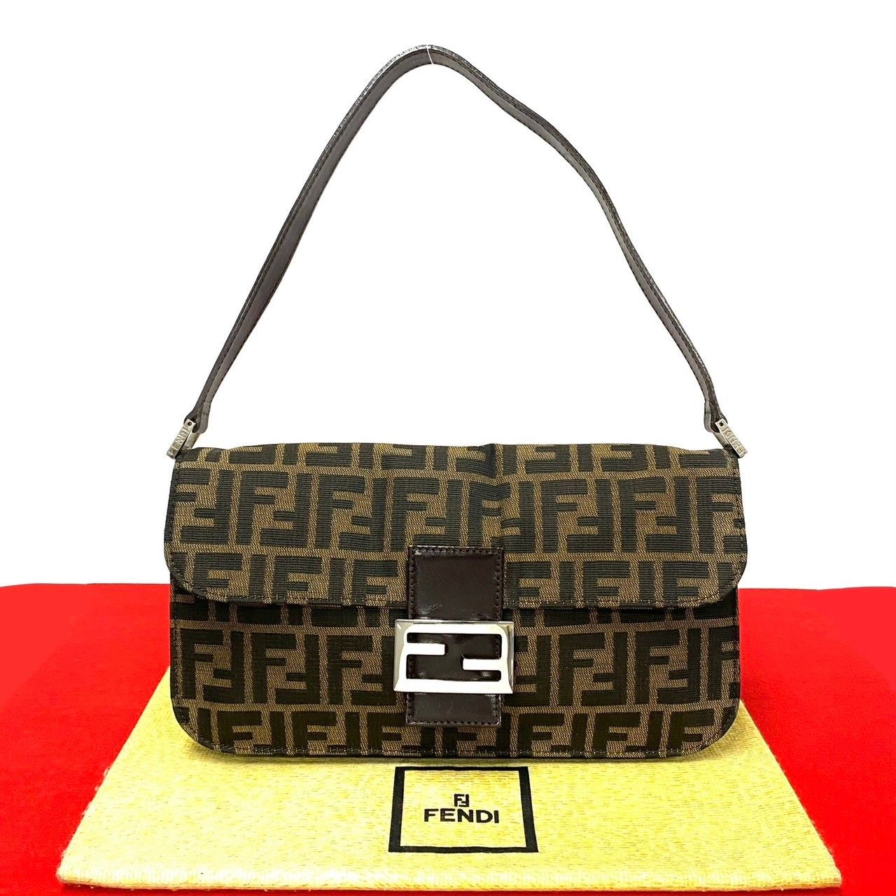 極 美品 FENDI フェンディ ヴィンテージ ズッカ FF 柄 ロゴ キャンバス