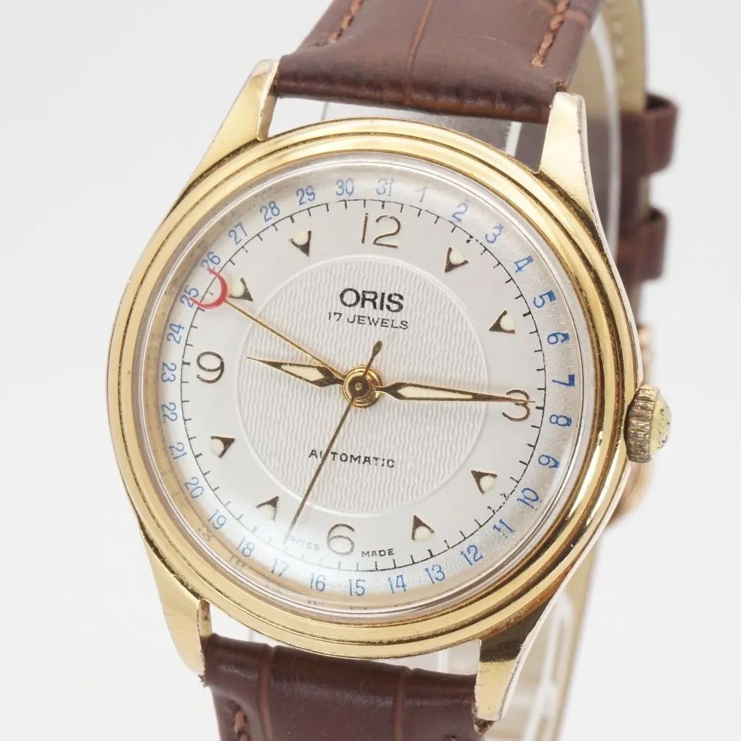 オーバーホール済 稼動品 ORIS オリス ポインターデイト 7403 自動巻き アナログ シルバー文字盤 ユニセックス腕時計 スイス製