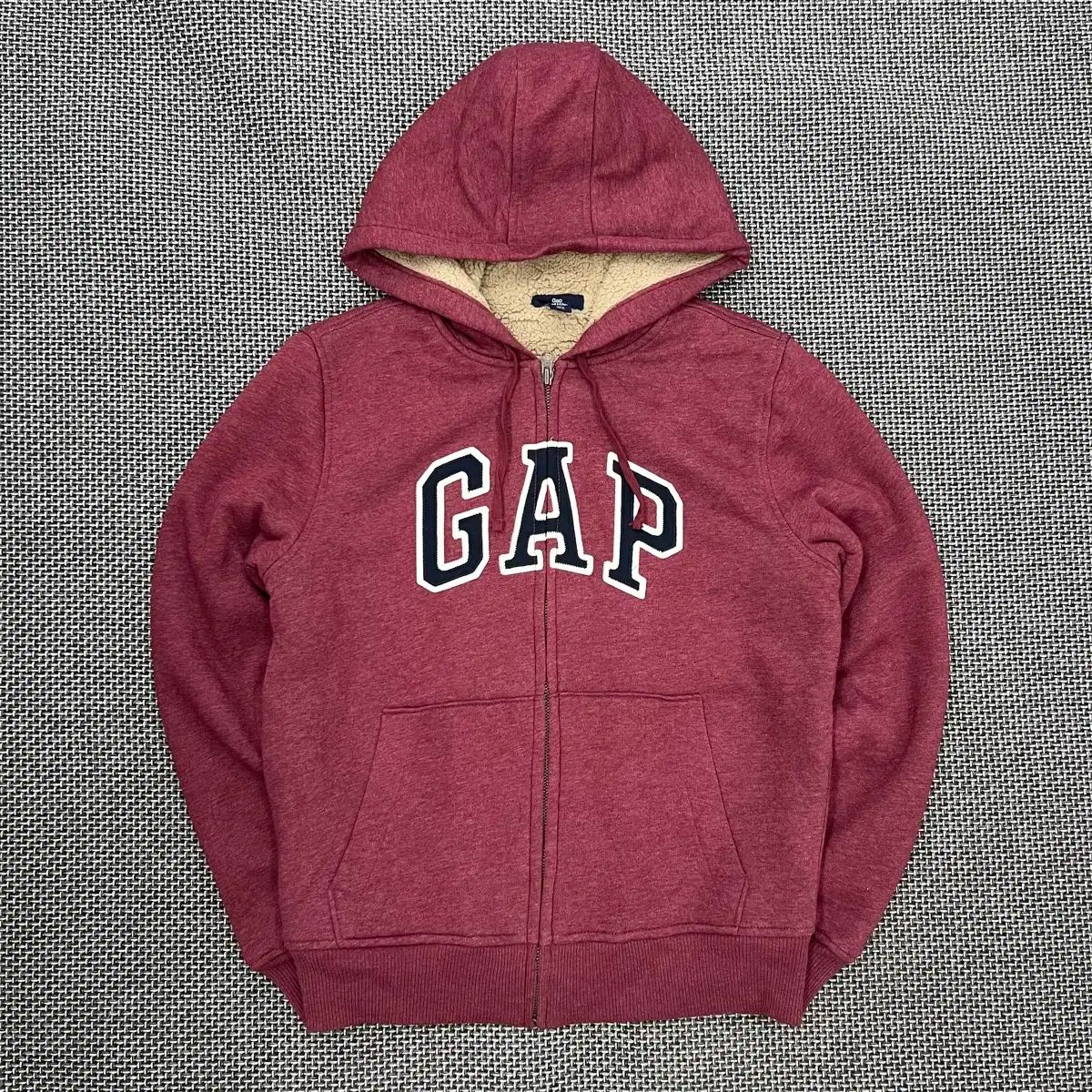 GAP ギャップ バーガンディー ボア ジップアップパーカー フード付き