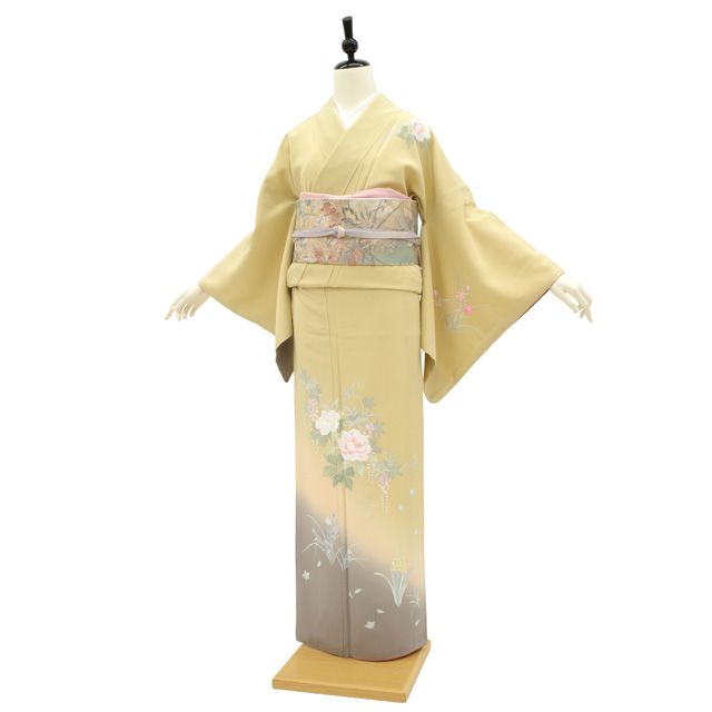 新古品】 訪問着 袷 着物 未使用 正絹 フォーマル 手描き友禅 薄