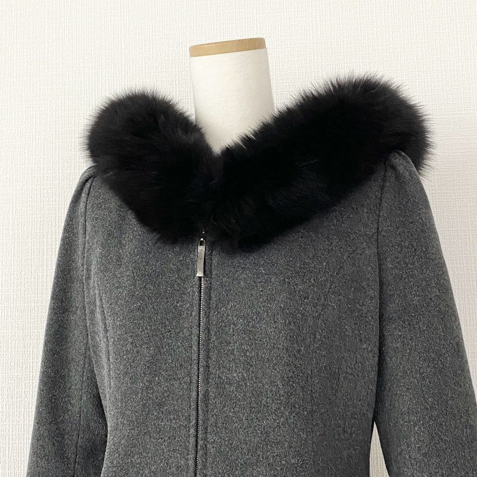 Rene＊ファーフード付ロングコート・サイズ36