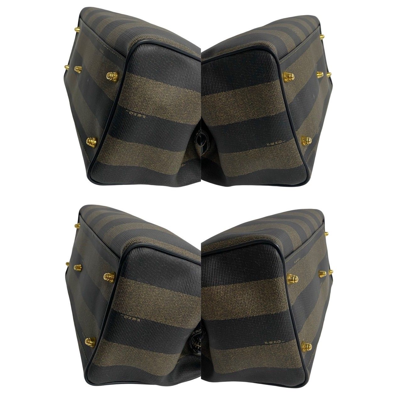 極 美品 希少品 FENDI フェンディ ペカン FF ロゴ ストライプ 柄 