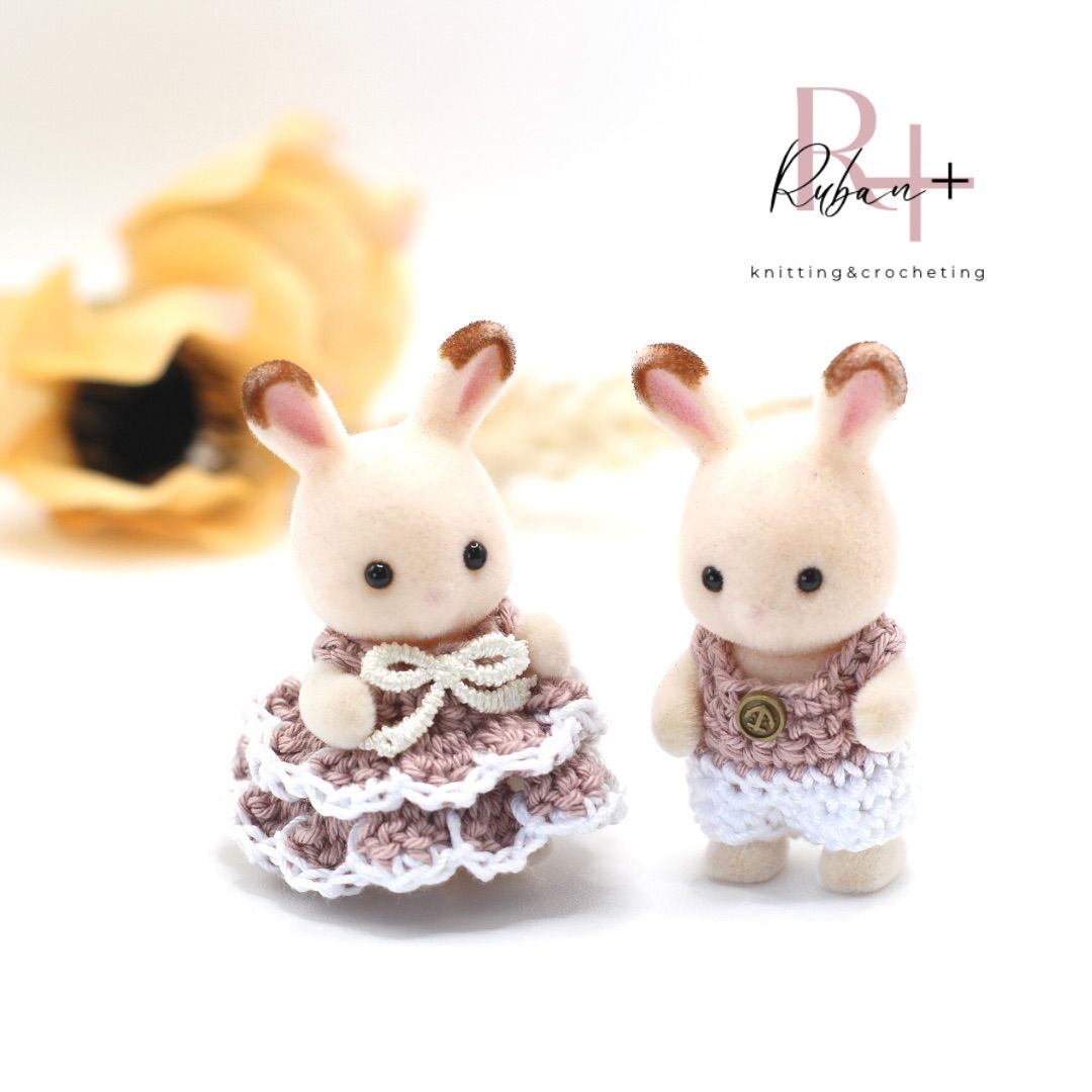 シルバニア ハンドメイド 服 ドレス くすみカラー ベージュピンク