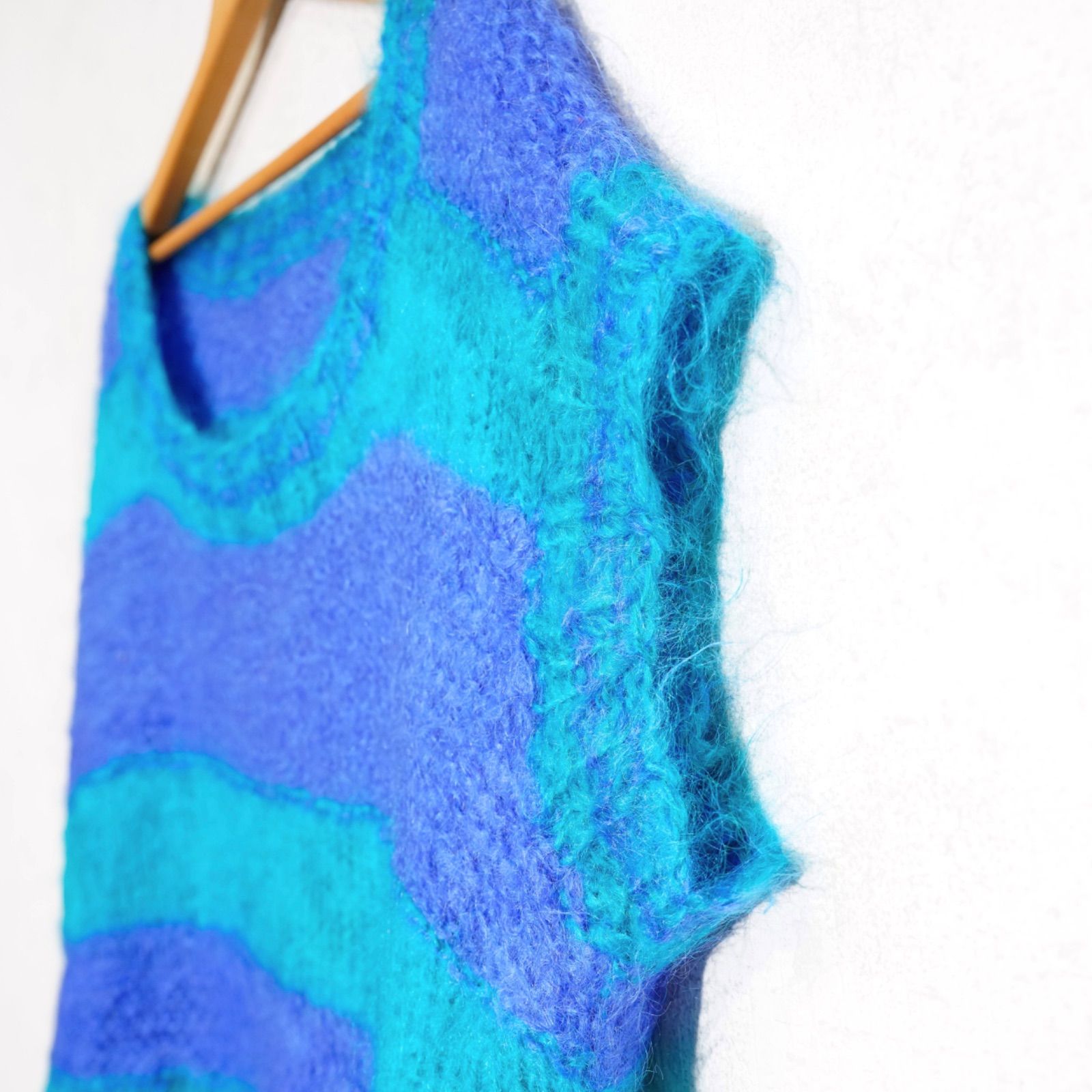 VEST ヨーロッパ古着ボーダー柄モヘアニットベスト