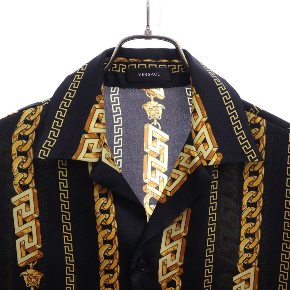 VERSACE (ヴェルサーチ) チェーンプリント 半袖シャツ ブラック - メルカリ