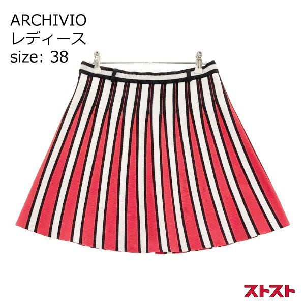 ARCHIVIO アルチビオ A756230 ニットスカート 総柄 レッド系 38