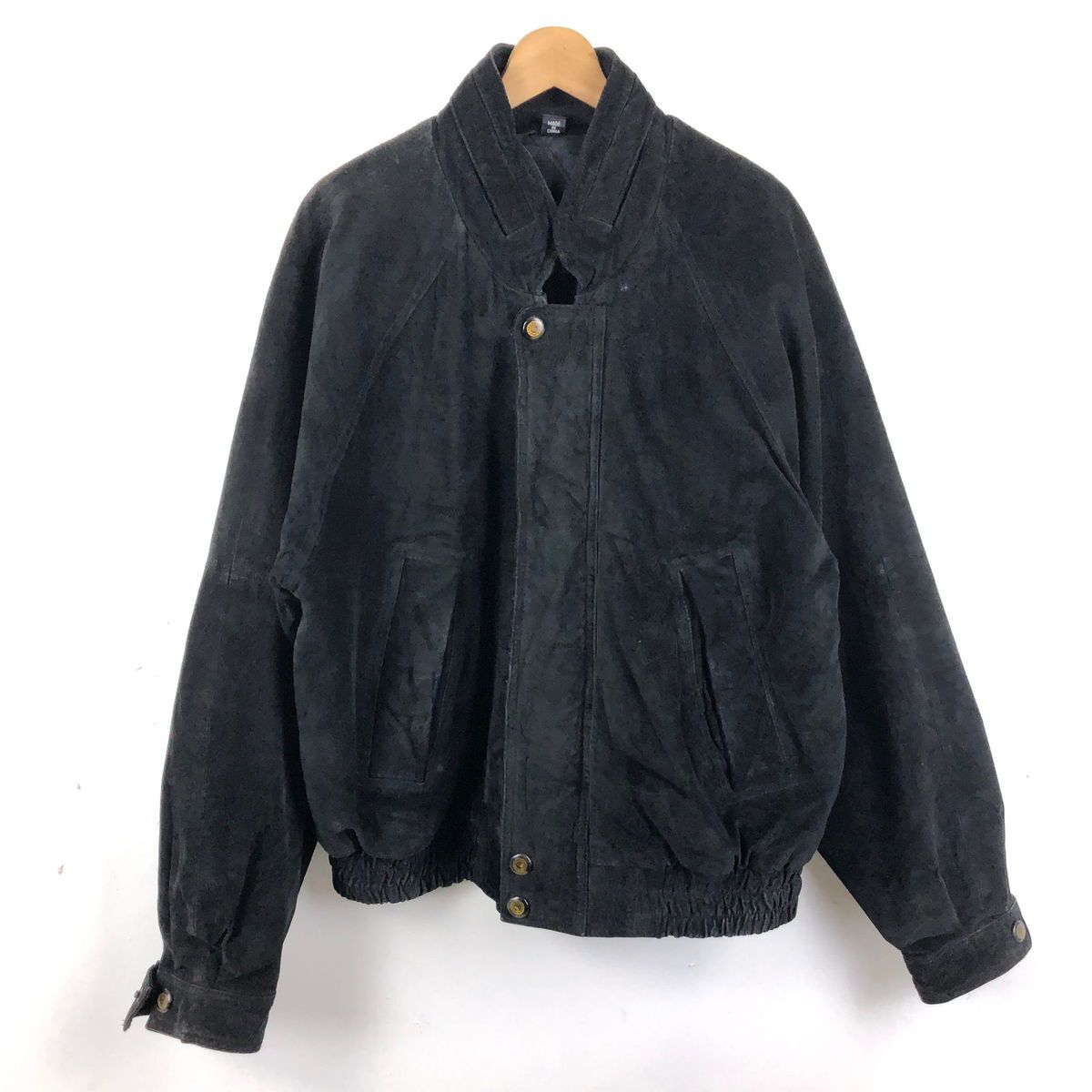 【古着】 pierre cardin ピエールカルダン スウェード ブルゾン ブラック系 メンズXL 【中古】 n049303