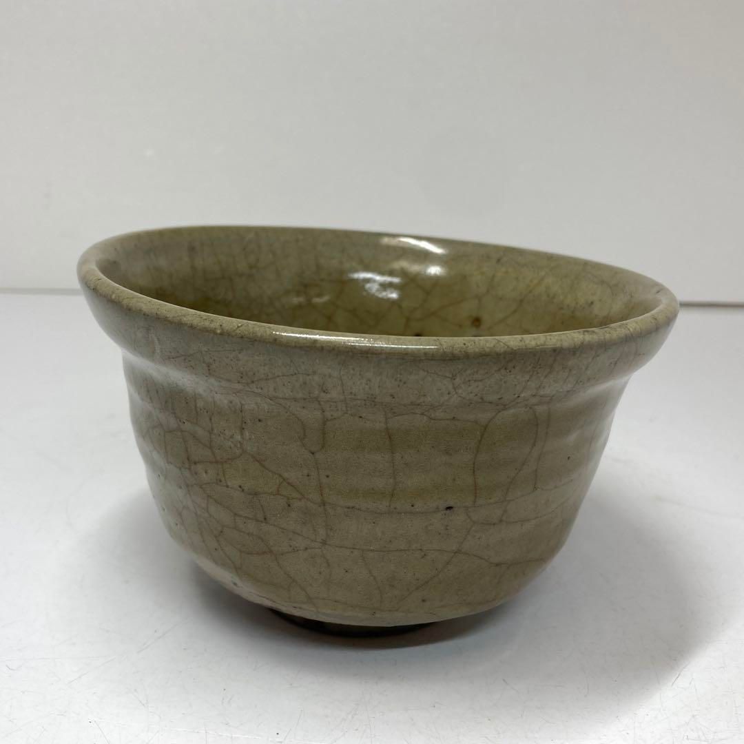 古代 人気 李朝 青磁 茶碗 木箱付 幅約15.3㎝ 東さ5-1204①